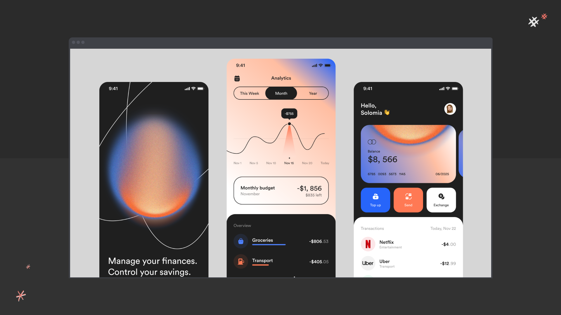 trendy banking app design