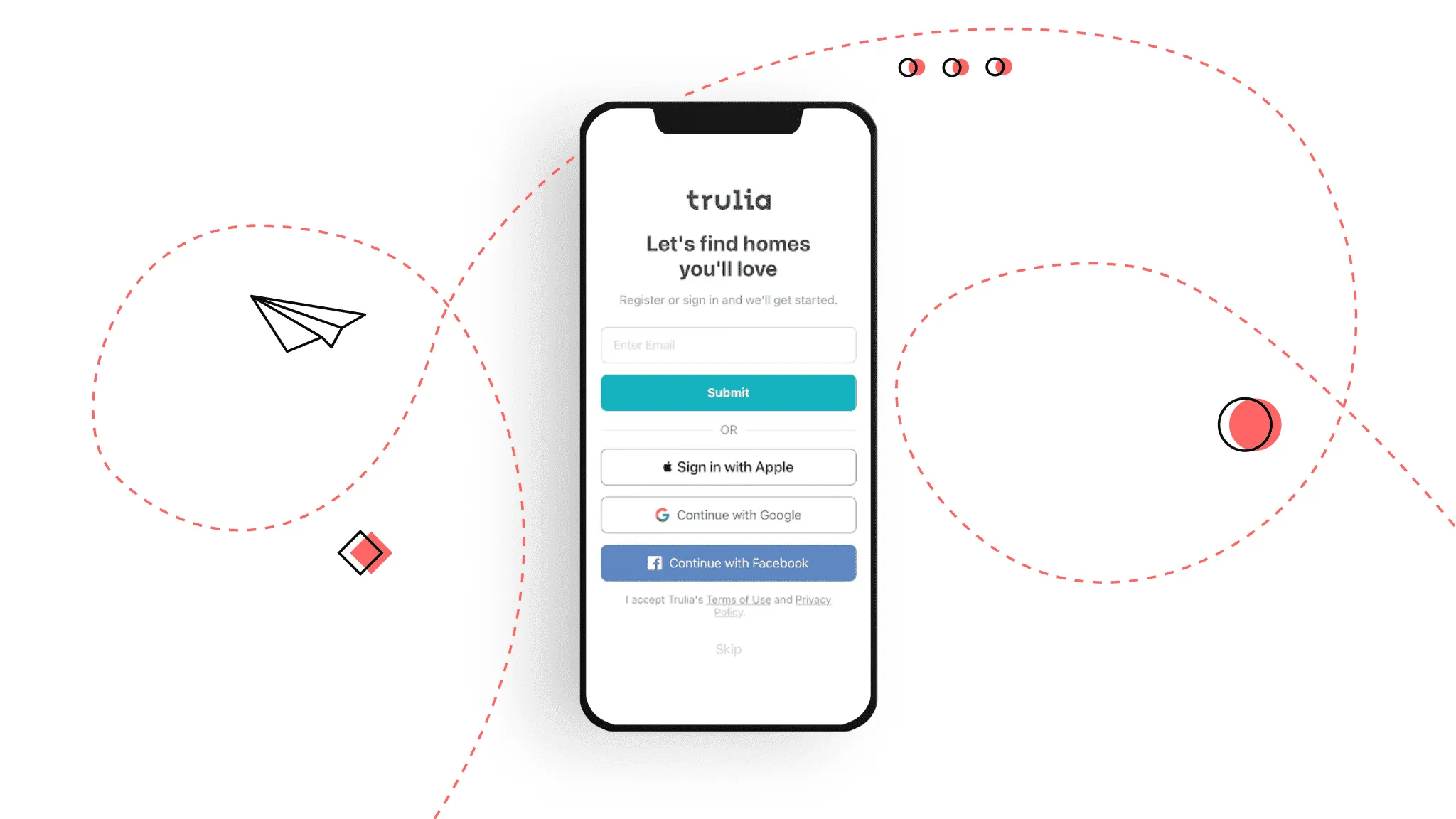 real estate mobile app design registration methods