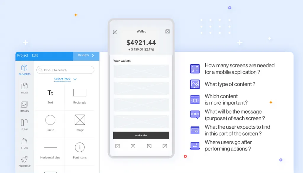 how to create a wireframe schematic draft for an app