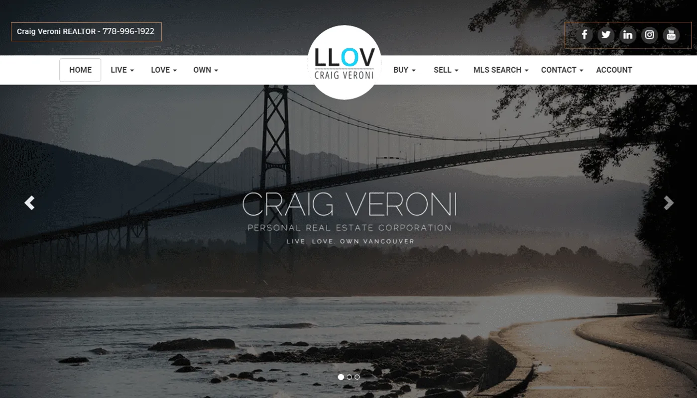 real estate site with contacts info