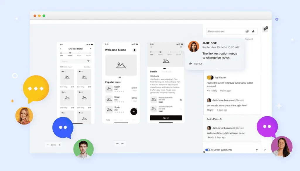 how to make a collection of feedbacks for an app wireframe