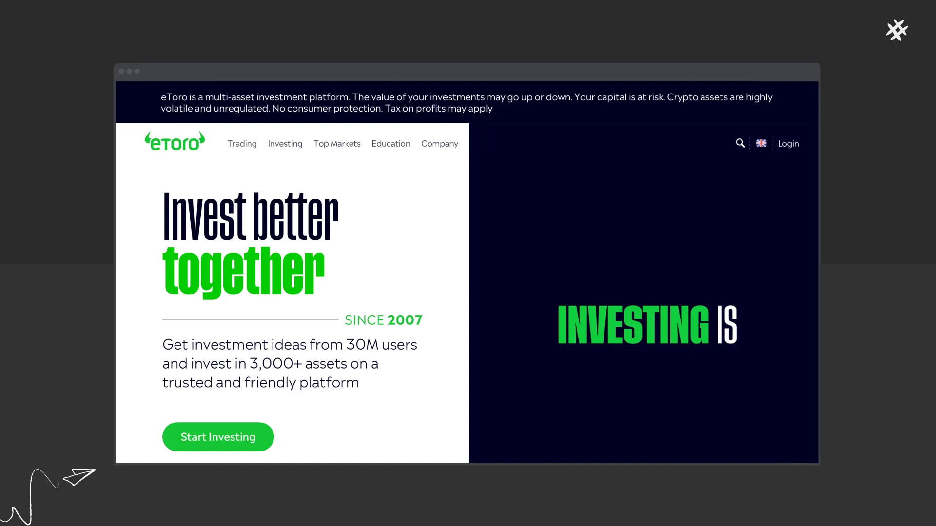 e-toro website design example