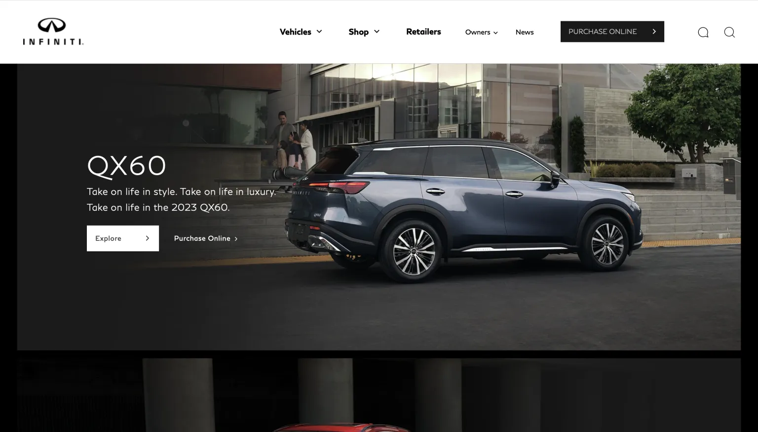 infiniti car dealer website design