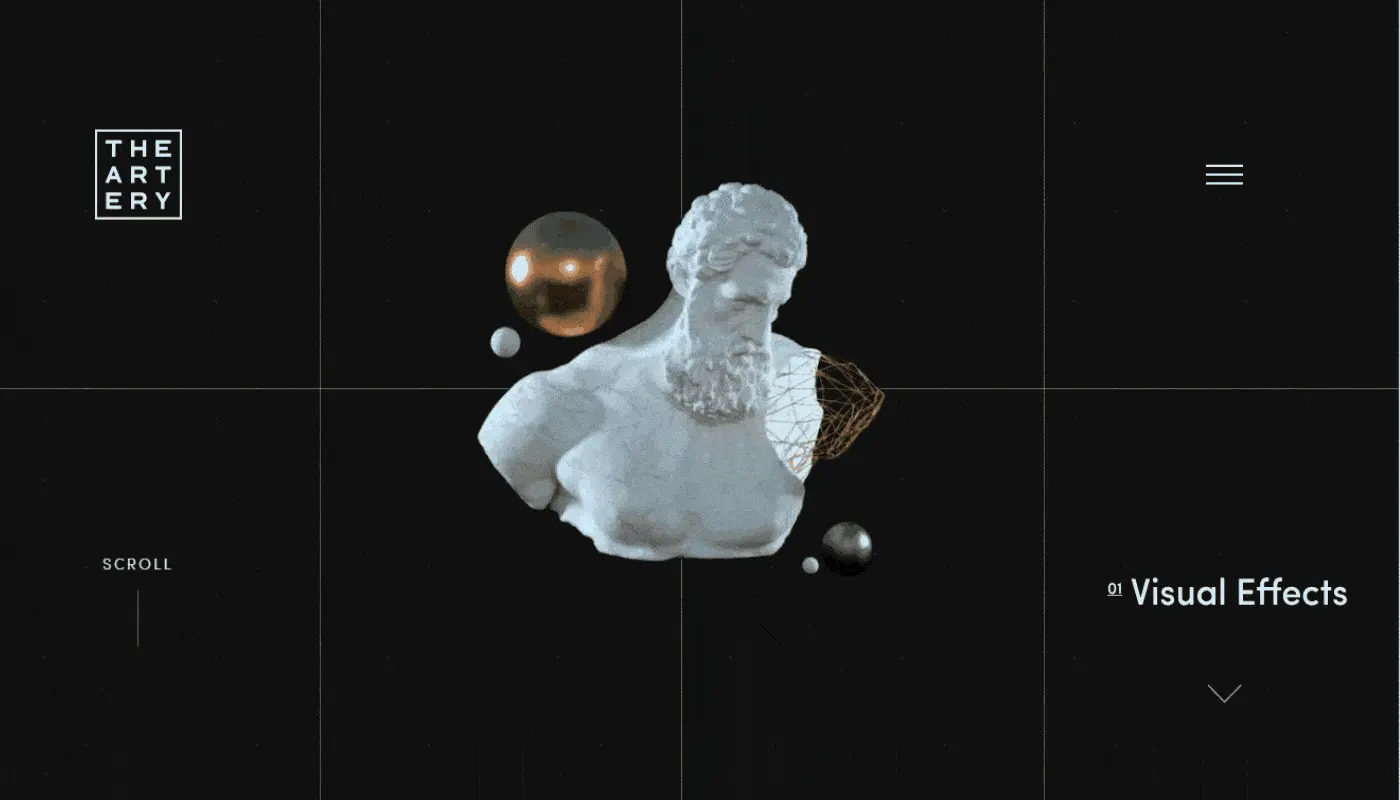 artery implementing 3d element web design trend