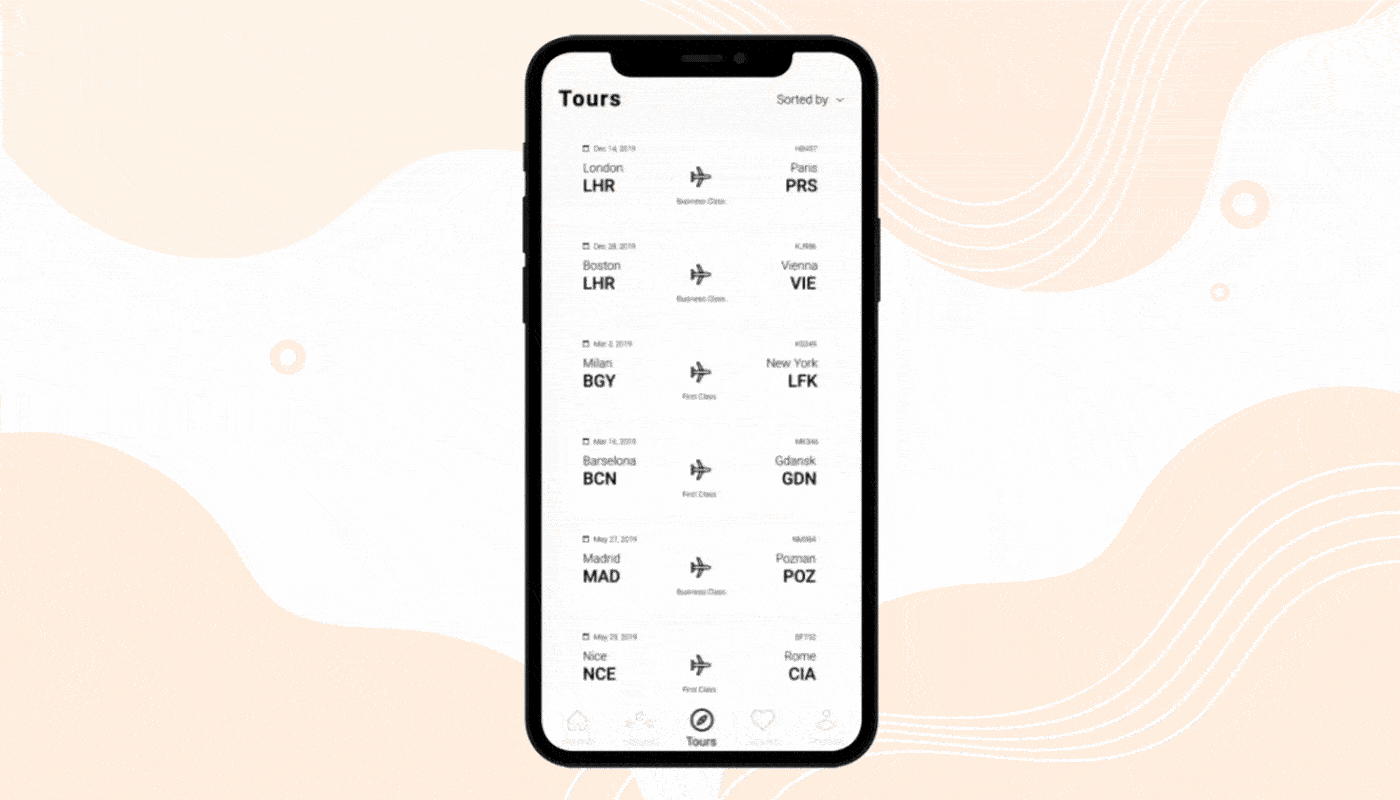 app animations design with the hierarchy of elements