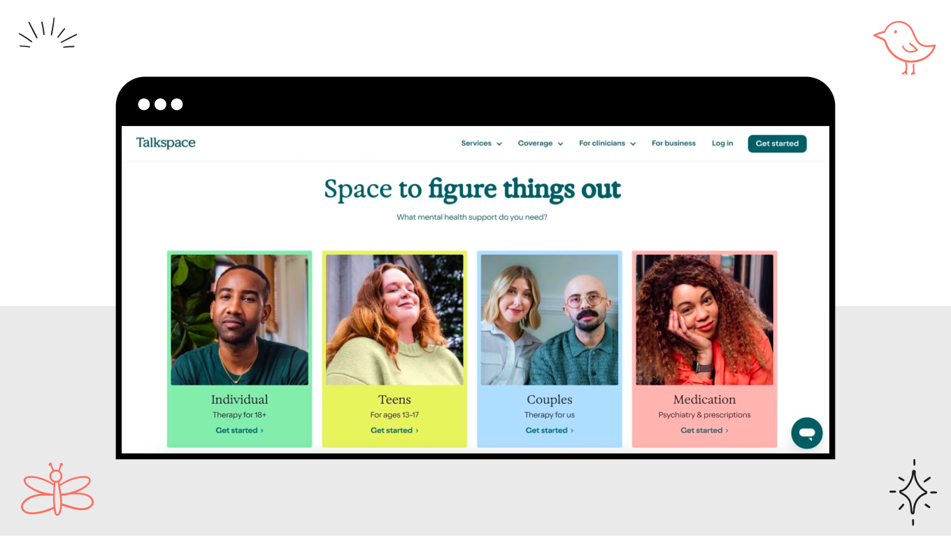 talkspace mental health website example