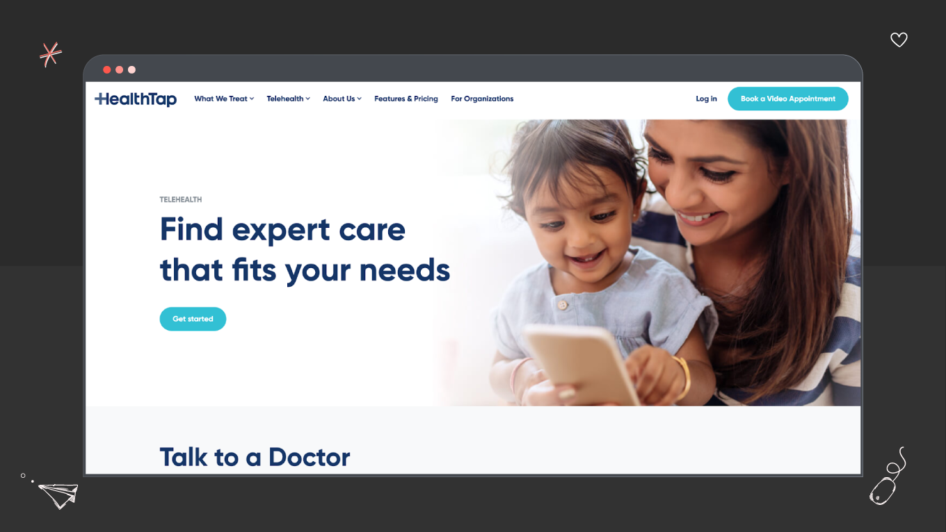 example of telehealth web design