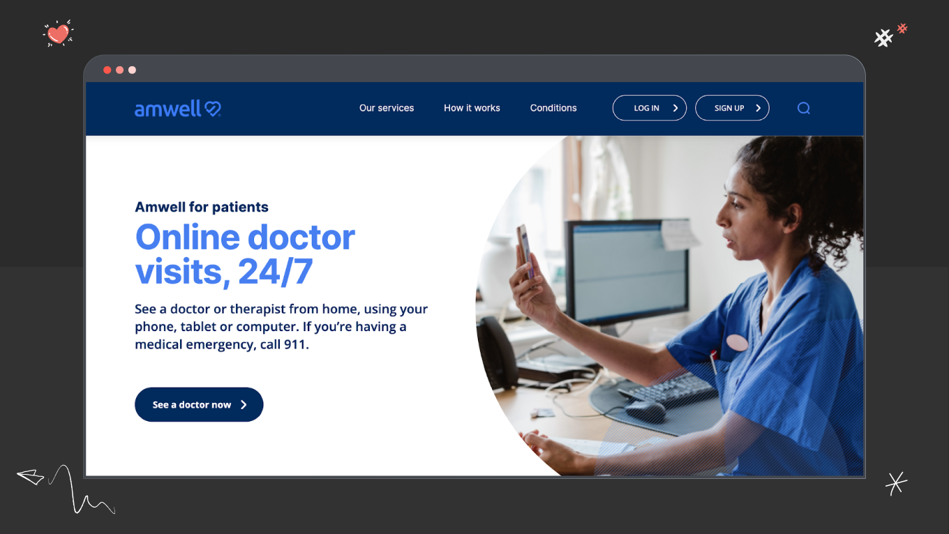 telehealth website design example