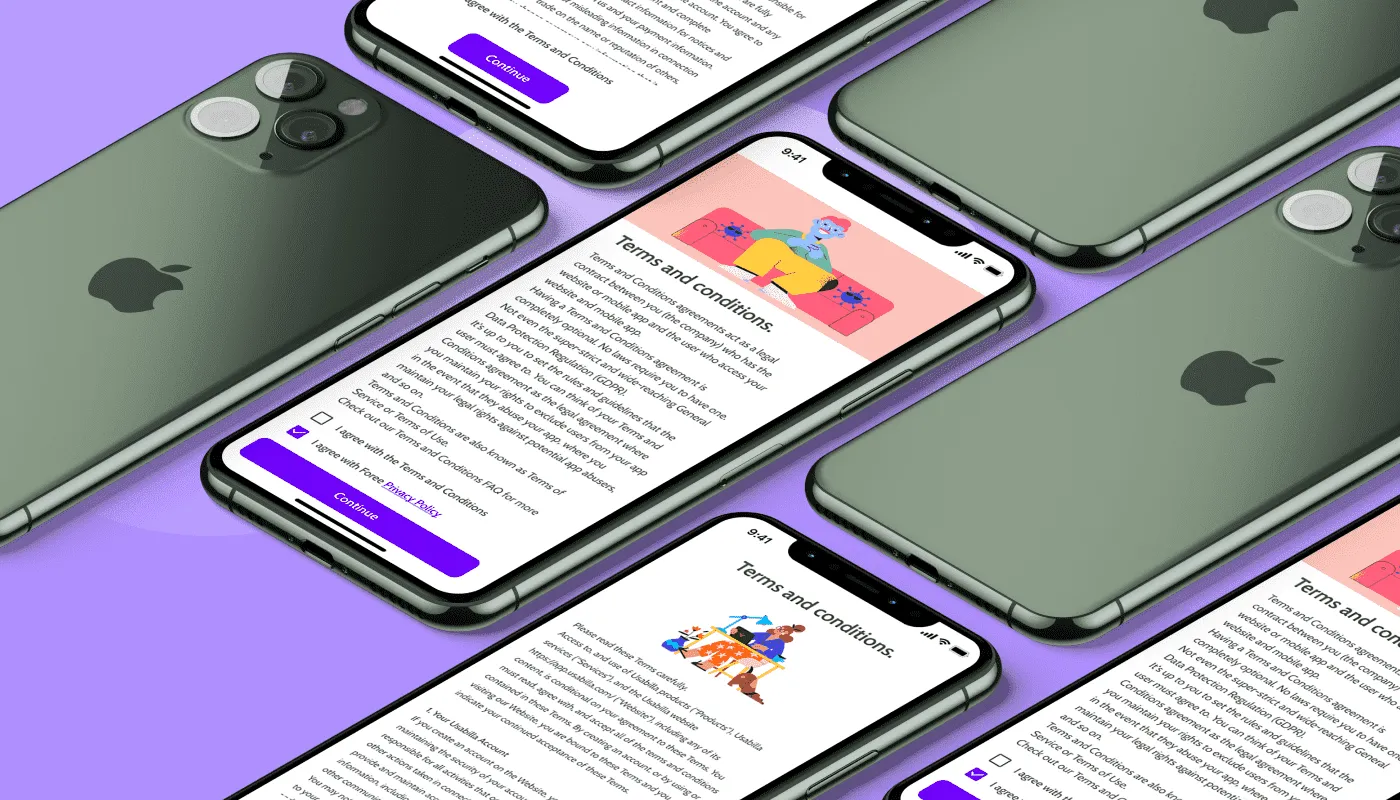 terms and conditions ui design screen