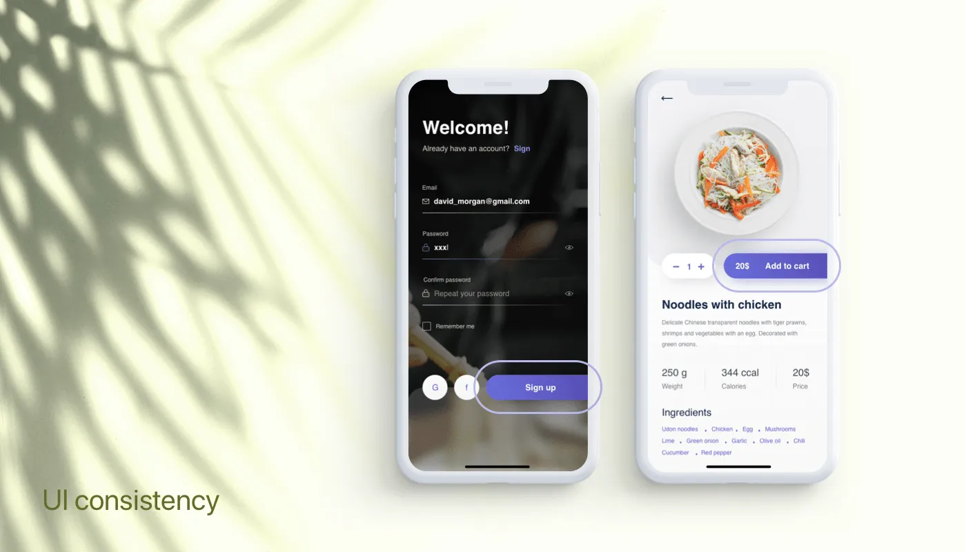 visual consistency ui principle example